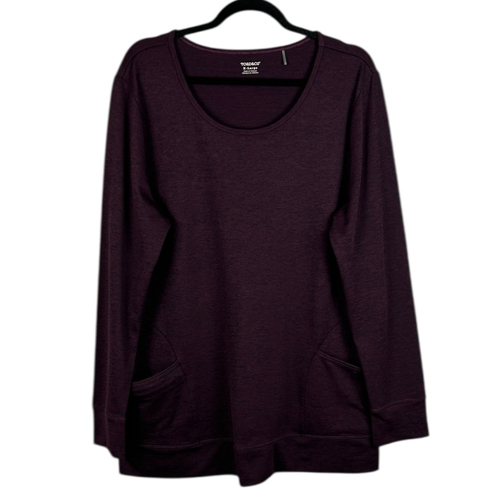 Toad & Co. Athleisure Sporty Long Sleeve Round Neck Pockets Tunic Top XL Purple